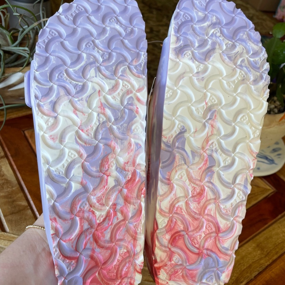 Birkenstock Women's Arizona Essentials EVA Sandals Purple Fog Swirl NWT MSRP $50 - Picture 7 of 11